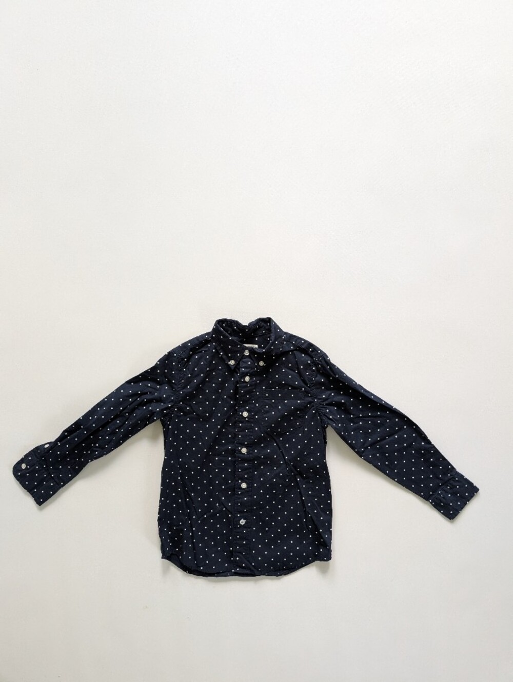 J. Crew Navy Shirt with Small White Polka Dots Size 4-5 100% Cotton